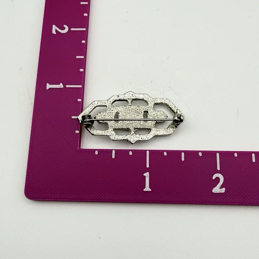 Vendome Black Cabochon Scatter Pin Silver Tone Art Deco Style Brooch